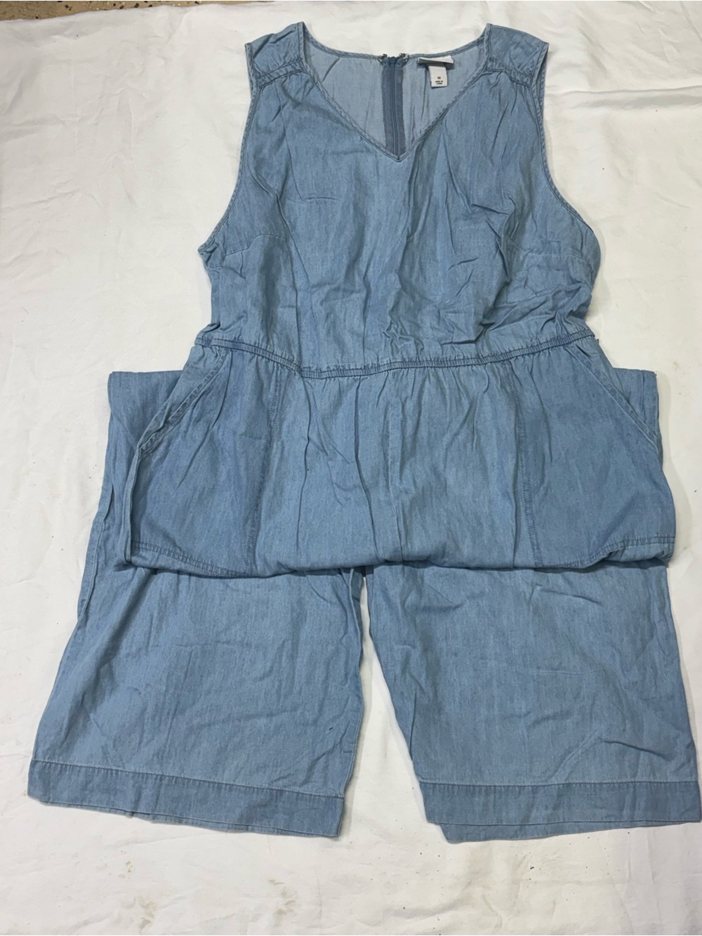 Ava & Viv Light Blue Chambray Sleeveless Jumpsuit Romper